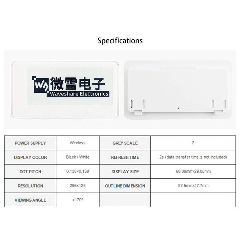 Waveshare 2.9 Inch Wireless NF - Display Epaper 2.9 评论和价格